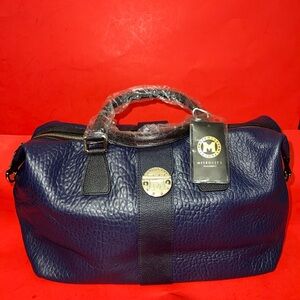 Metrocity Blue Leather Crossbody Handbag